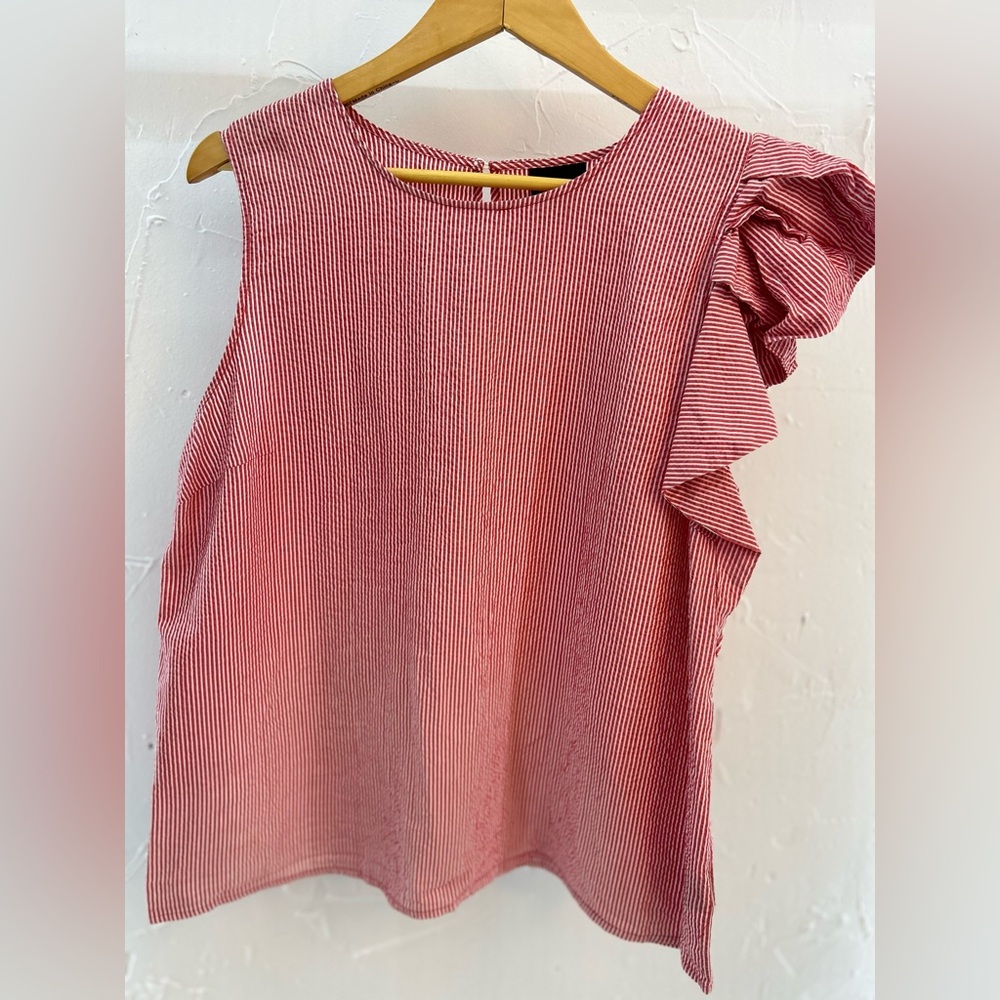 Who What Wear Red Sear Sucker Sleeveless Top Size XXL
